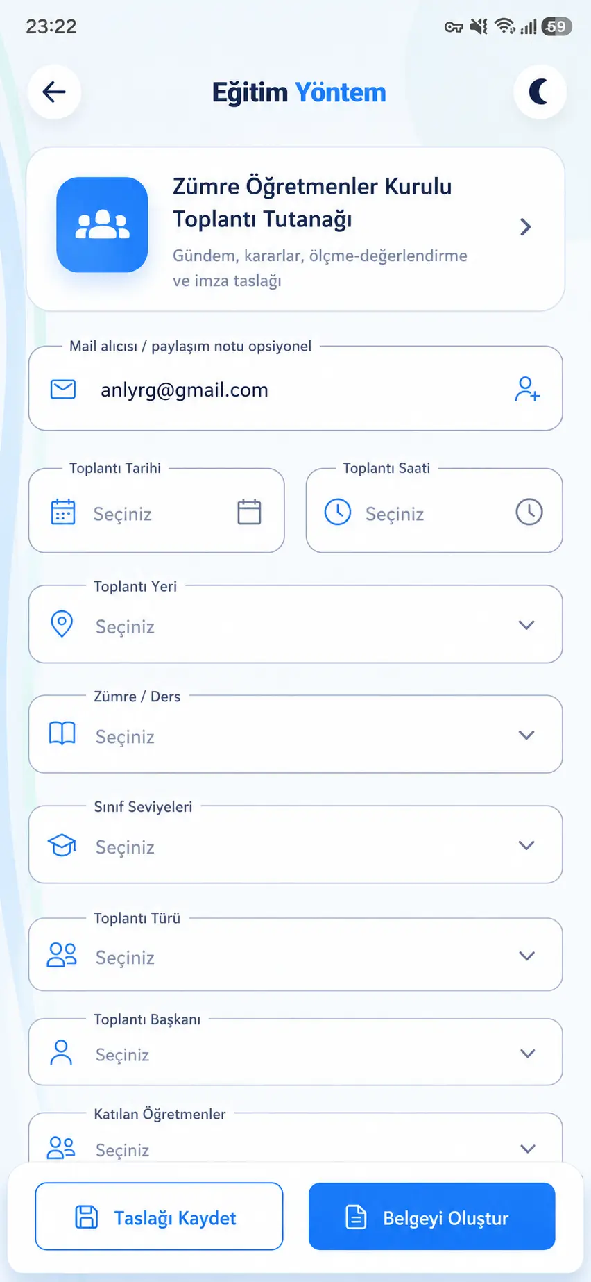 Eğitim Yöntem Akıllı formlar gerçek mobil ekran görüntüsü